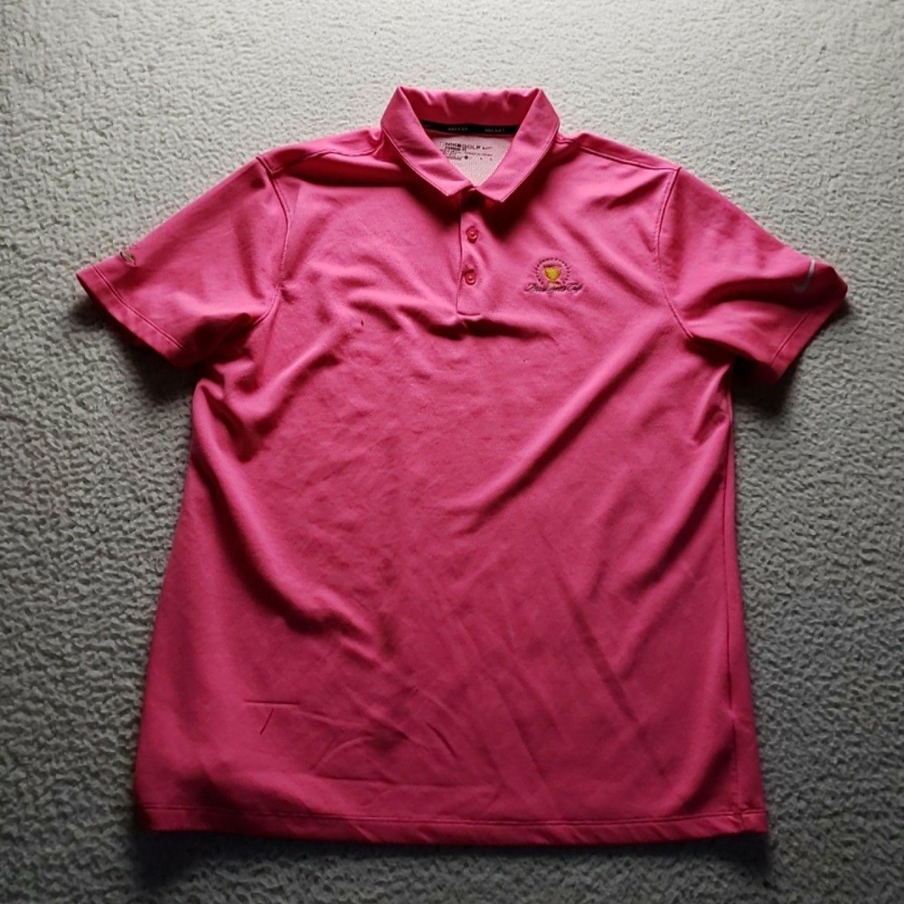 Nike Golf Dri-FIT Polo Shirt Mens L Pink Solid Standard Fit Golf Performance Top